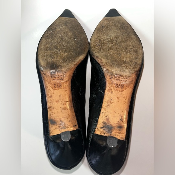 GUCCI GG Monogram Black Leather Pointed Toe Bootie, Made in Italy, size 8.5B - Picture 7 of 8